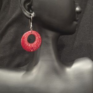 Elegant Red Circle Earrings